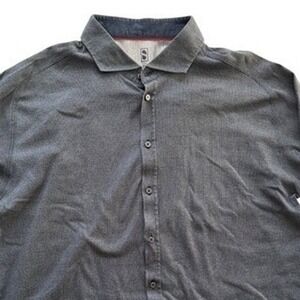 DESOTO Mens Performance Button Up Dark Gray Super Stretchy Form Fitting SEE NOTE